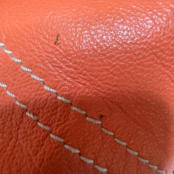 St John Sport by Marie Gray Orange Tangerine Leather Full Zip Jacket Medium - Picture 15 of 16